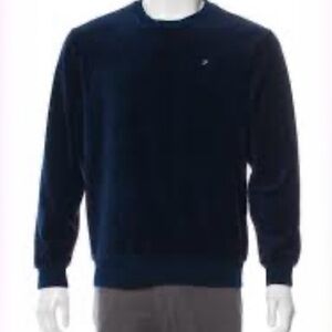 Supreme Navy Blue Velour Crew Neck Long Sleeve Unisex Sweatshirt Mens Size Small